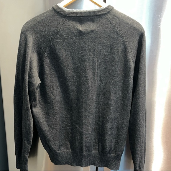 Refectory black knit Sweater L Crew Neck Gray trim British Inspired mens neutral - Picture 4 of 11